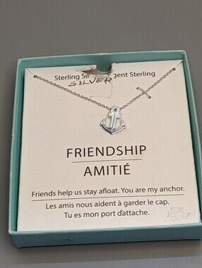 Sterling Silver Anchor Pendant Necklace New In Box On 18 Inch Chain Friendship